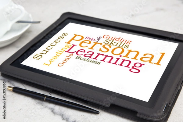 Fototapeta tablet with personal coaching word cloud