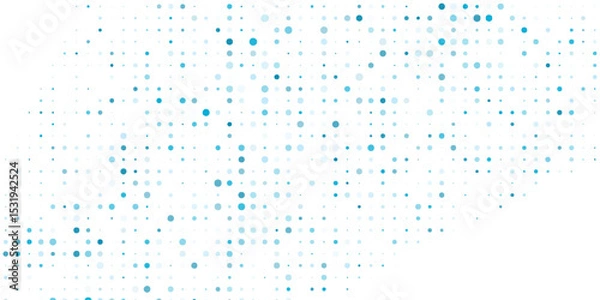 Fototapeta Simple blue background frame of geometric shapes. Circular ornament. Pattern of dots, particles, molecules, fragments modern abstract