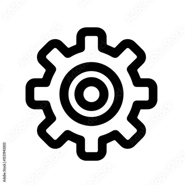 Fototapeta Gear icon symbolizing machinery or engineering in simple design  