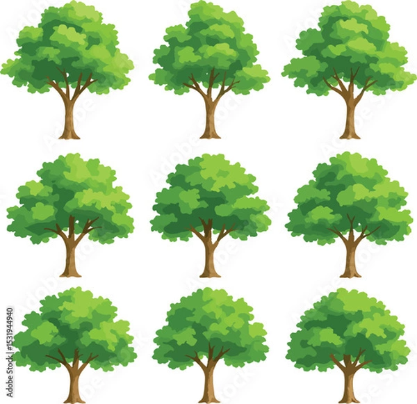 Obraz Green Trees  Watercolor Nature Clipart for Design Projects

