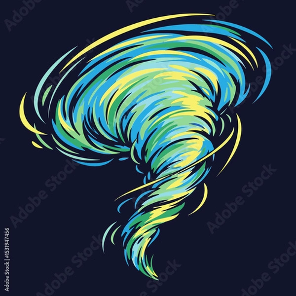 Fototapeta Colorful Tornado Swirl Abstract Vector on Dark Background