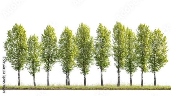 Fototapeta Majestic poplar tree with lush summer foliage — ultra-high-resolution transparent PNG cutout perfect for landscape design, botanical illustrations and  eco-friendly architectural visualization