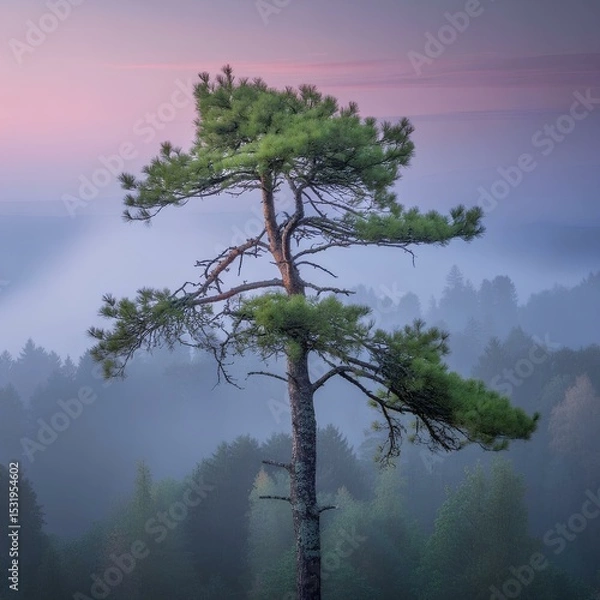 Obraz tree on the forest. the image generated by ai