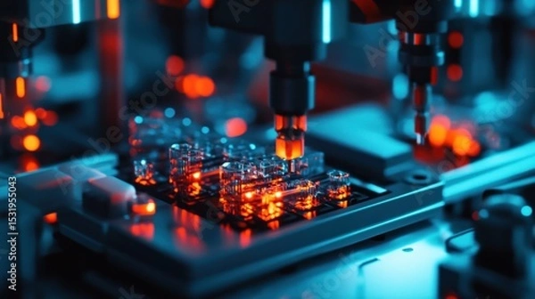 Obraz Microscopic robots assembling complex structures at a cellular level