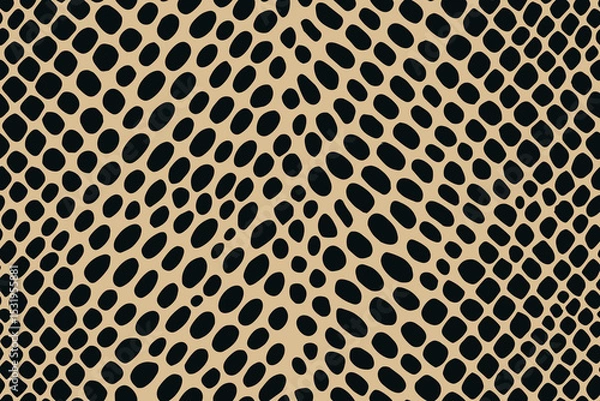 Obraz Seamless snake skin pattern featuring small oval black scales on beige color background.