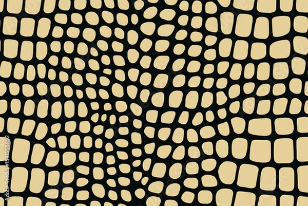 Obraz Seamless alligator skin pattern with small rounded black scales on beige background