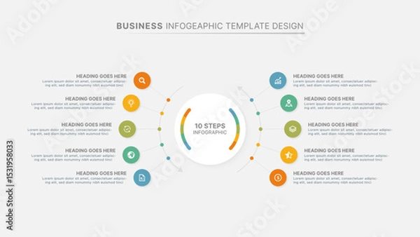 Obraz Modern Circular Cycle Infographic Design Template with 10 Data Points