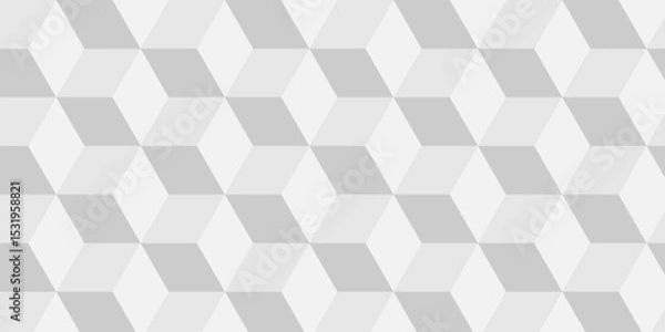 Fototapeta Abstract cubes geometric tile and mosaic wall or grid backdrop technology wallpaper gray and white background. Seamless geometric pattern square shapes repeat surface art design.	
