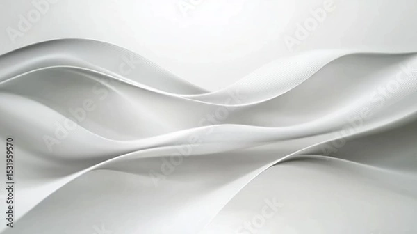 Fototapeta  A White Background with Elegant Lines, Light Gray and Silver Gradient Create a Minimalist Style, Abstract Waves Form a Layered Visual Feast