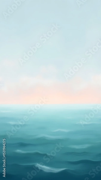 Obraz Serene Horizon Over Calm Ocean at Sunrise with Gentle Waves and Soft Clouds in the Sky