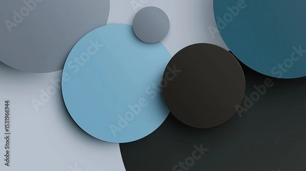 Fototapeta Minimalist Abstract Background with Black Blue Gray Large Circles, Geometric Contrast and Monochrome Sharp Visual Impact