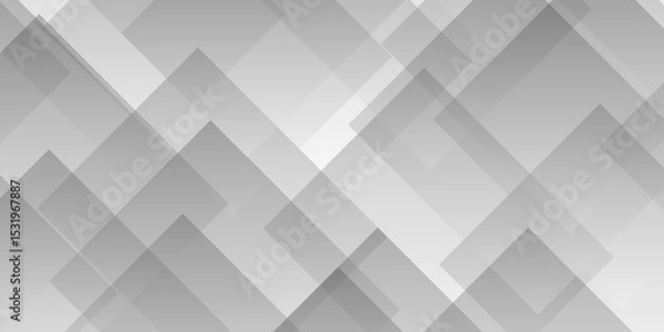 Obraz Abstract white and gray background design with layers of textured white transparent material in triangle and squares shapes. White color technology concept geometric line vector background.	