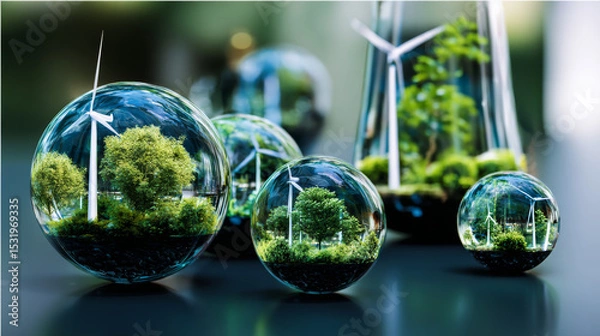 Obraz Sustainable development goals valid in modern industry. Environmental technology concept. Environment, save clean planet, ecology concept. 
