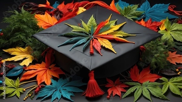 Obraz "Graduating Higher: A Bold Banner of Cannabis and Education"