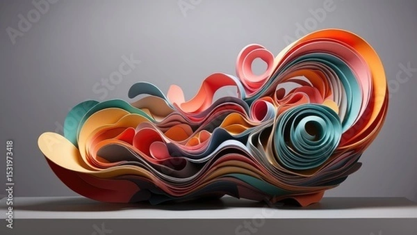 Obraz Wavy Sheet Forms – A 3D Composition