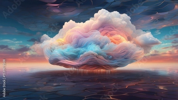 Fototapeta "Futuristic Digital Web Technology with Cloud and Generative AI Hologram"