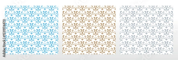 Obraz Collection of flower geometric patterns. Seamless vector backgrounds. Colored ornaments. Ornament for fabric, wallpaper, packaging. Decorative prints