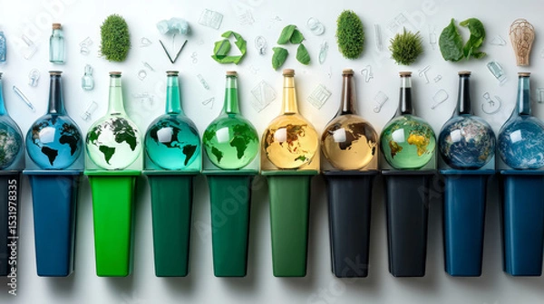 Obraz Eliminate waste and pollution.	Circular economy concept. Sharing,reusing,repairing,renovating and recycling existing materials and products as much possible. 