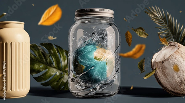 Obraz Zero Waste concept. 
Waste recycling for a clean and healthy environment.Ecology lifestyle and sustainable developments