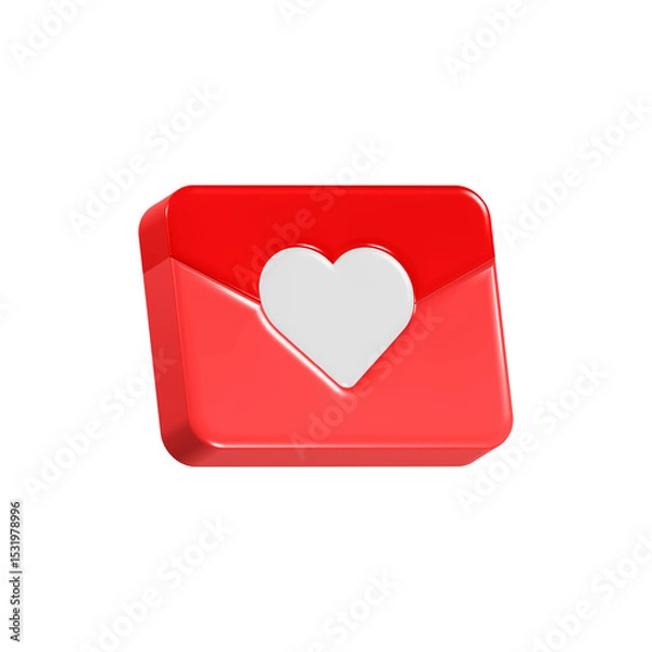 Fototapeta Love mail icon 3d rendering red color