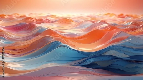 Obraz The Warm Sunset Ocean with Artistic Wave Design Pattern Effect
