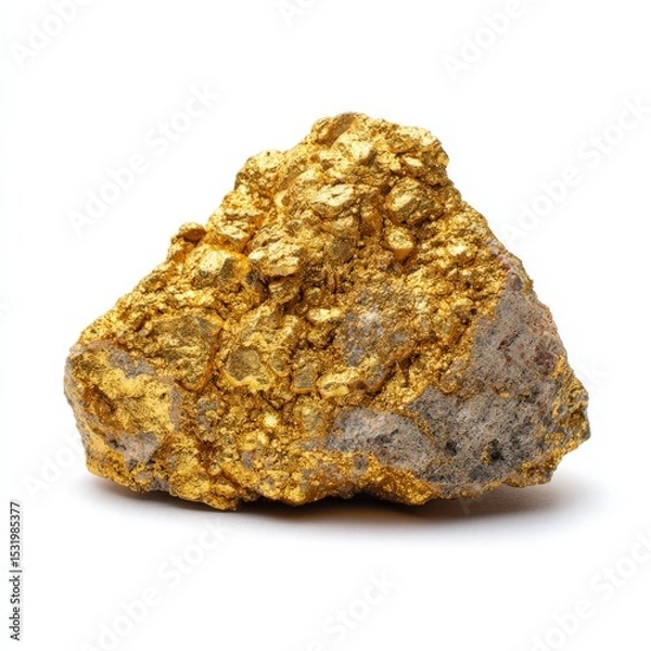Fototapeta a pure gold nugget on white background