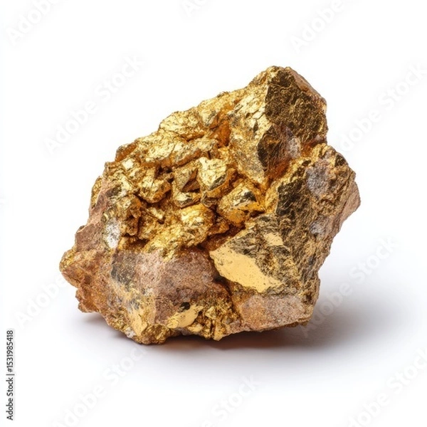 Fototapeta a pure gold nugget on white background