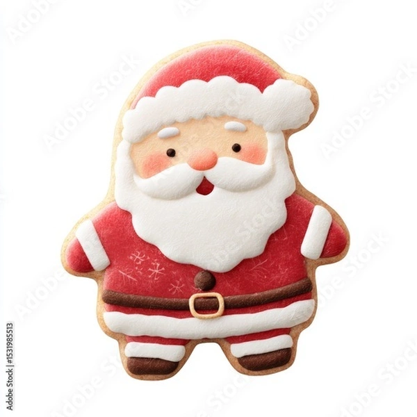 Fototapeta a red santa gingerbread cookie with icing for christmas