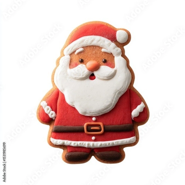Fototapeta a red santa gingerbread cookie with icing for christmas