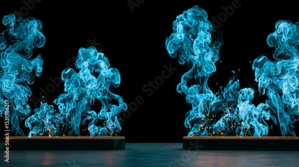 Obraz Smoke  effect set isolated on black background. 	
