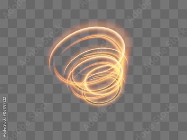 Fototapeta A glowing tornado. Rotating wind. Beautiful wind effect. Isolated on a transparent background. Vector illustration.