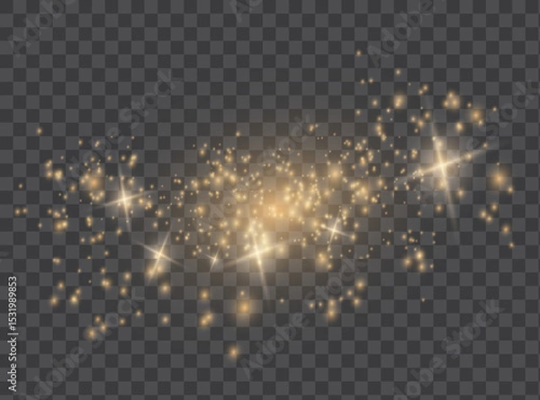 Fototapeta The dust is yellow. yellow sparks and golden stars shine with special light.
