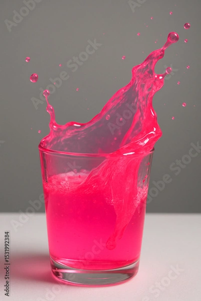 Fototapeta Vibrant Pink Liquid Splashing in Glass with High-Speed Motion Capture
