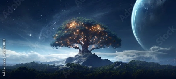 Fototapeta Galaxy Version of tree world, ai generative