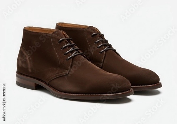 Obraz Brown suede chukka boots isolated on white background
