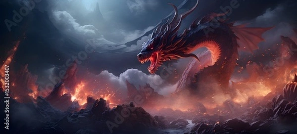 Fototapeta Galaxy Version of dragon war world, ai generative