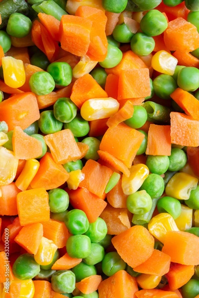 Obraz Mixed veg vegetables cooked background backdrop. Healthy vegetarian vegan food concept.