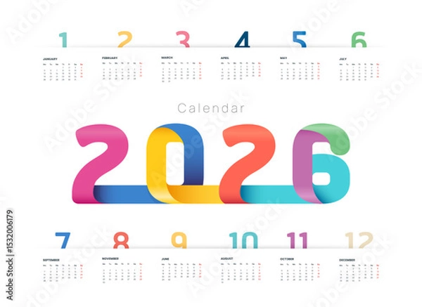 Fototapeta 2026 calendar design template vector.