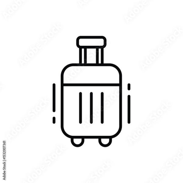 Obraz Rolling Suitcase Icon Outline Style Thin Line Symbol for Travel Luggage or Baggage Concept