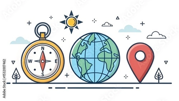 Fototapeta  Geolocation. Vector image. Illustration. Icons.
