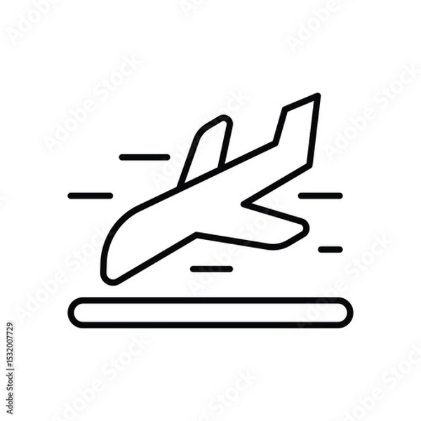 Obraz Airplane Landing Icon Outline Style Thin Line Symbol for Flight Arrival or Airport Runway Design