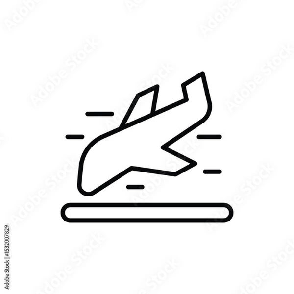 Obraz Landing Plane Icon Thin Line Outline Style for Air Travel Arrival and Aviation Services
