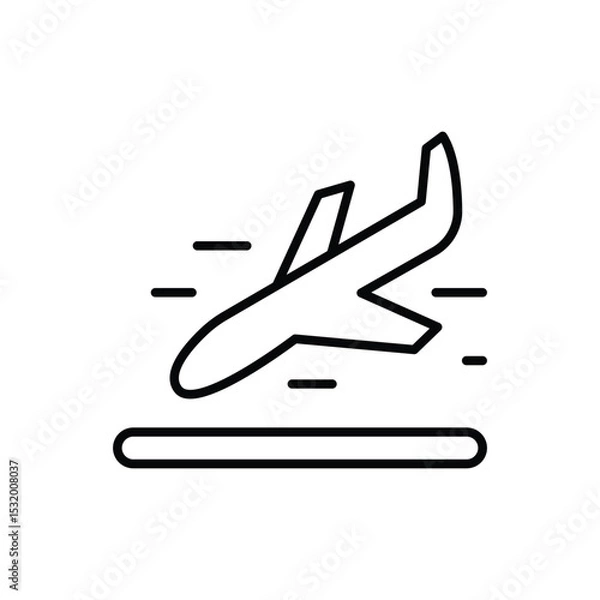 Obraz Outline Icon of Aircraft Touchdown Thin Line Symbol for Runway Arrival or Transportation Use