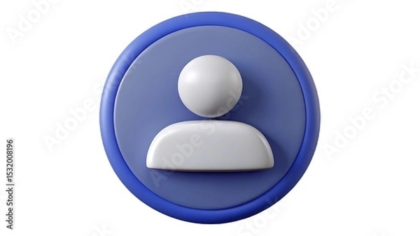 Fototapeta 3d rendered profile icon representing user account social media interface element on blue circle