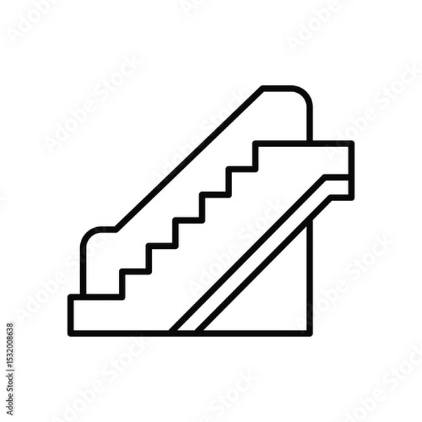 Obraz Outline Icon of Moving Escalator Thin Line Symbol for Urban Transit or Building Interior Design