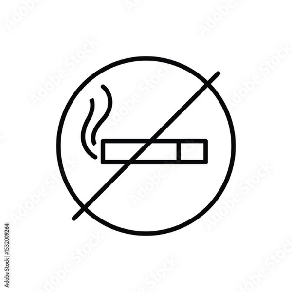 Obraz Prohibited Smoking Icon Thin Line Outline Style for Public Health or Safety Sign