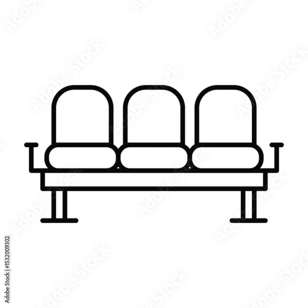 Obraz Waiting Area Seat Icon Outline Style Thin Line Symbol for Public Seating or Lounge