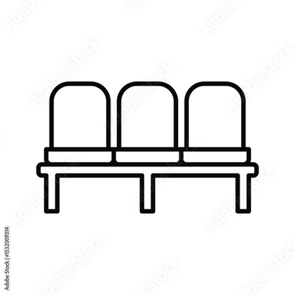 Obraz Three Connected Chair Icon Outline Thin Line for Terminal or Office Waiting Area