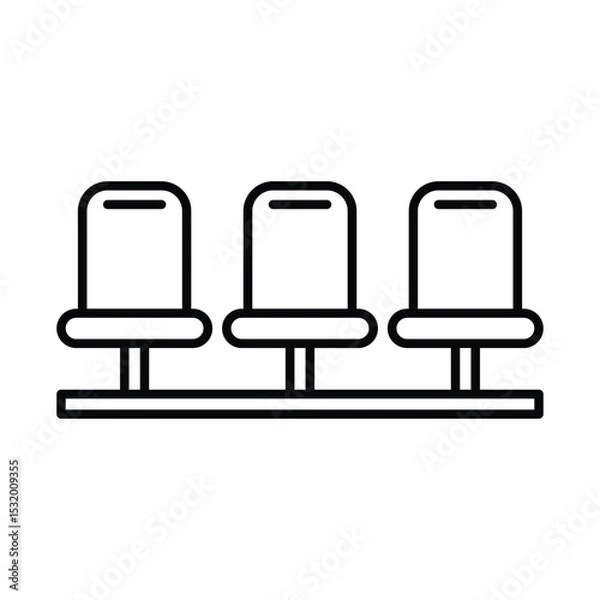 Obraz Outline Icon of Bench or Waiting Chairs Thin Line for Public or Commercial Seating