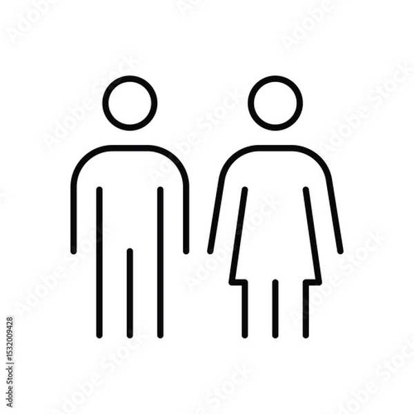 Obraz Man and Woman Standing Icon Thin Line Outline Style for People or Public Signage Use
